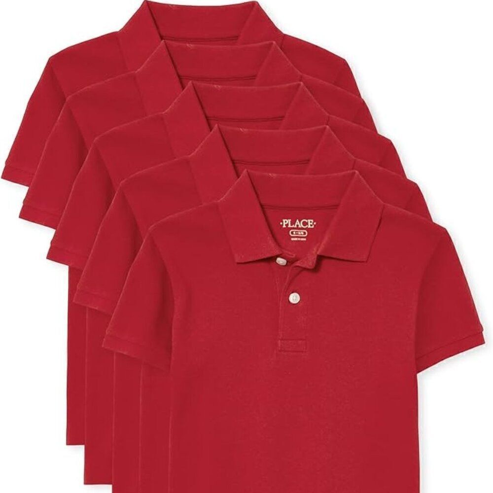 Set of 5 The Children's Place Boys Short Sleeve Polo Color Red Sz XXL 16